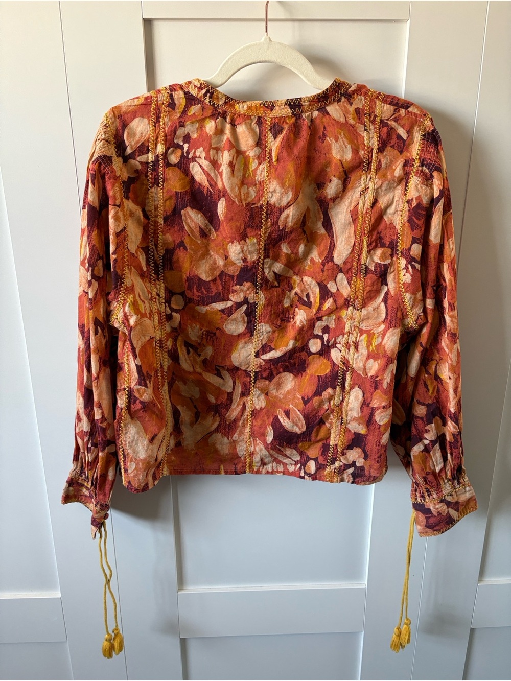 Anthropologie Tassel Stitched Blouse - Picture 4 of 7
